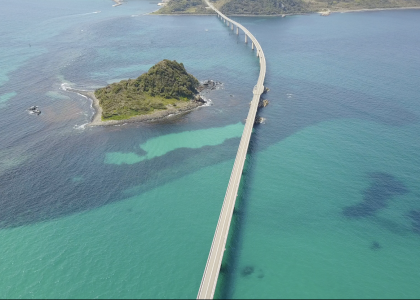 角島大橋鳥瞰写真