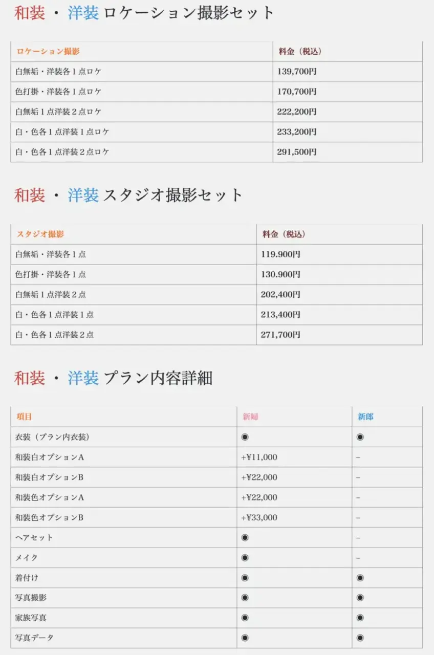 和装・洋装プラン