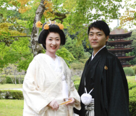 瑠璃光寺五重塔で白無垢の前撮り