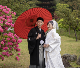 山口市 瑠璃光寺五重の塔でフォトウェディング