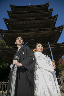 山口市　瑠璃光寺五重の塔でフォトウェディング　